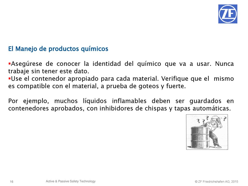 El Manejo de productos químicos