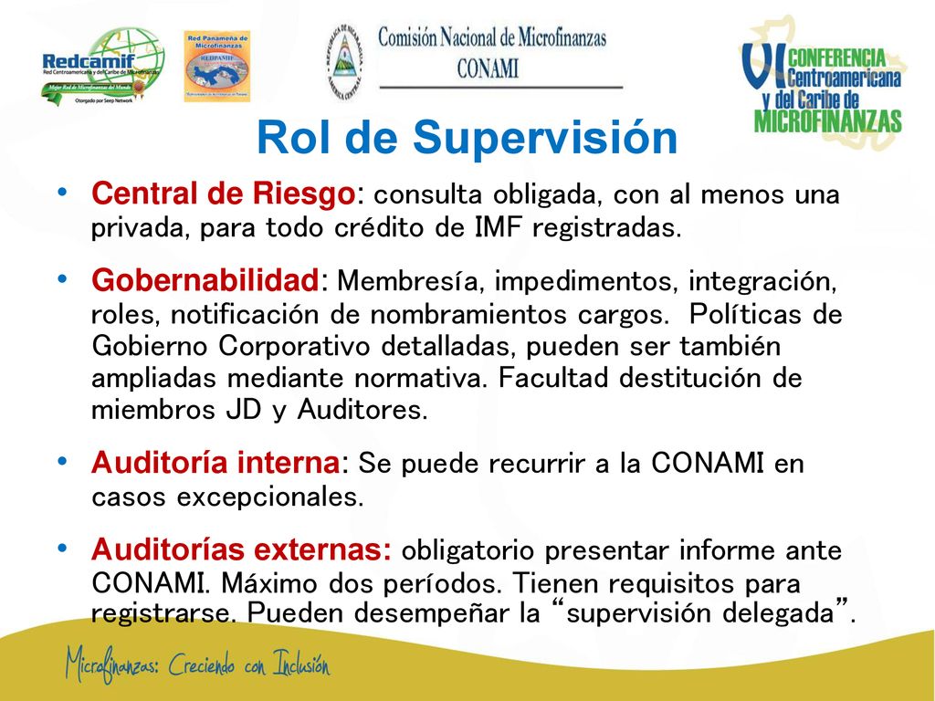 Rol de Supervisión Central de Riesgo: consulta obligada, con al menos una privada, para todo crédito de IMF registradas.