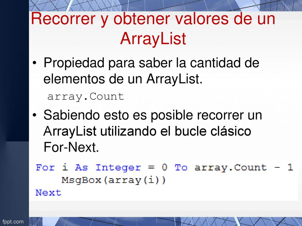 Recorrer y obtener valores de un ArrayList