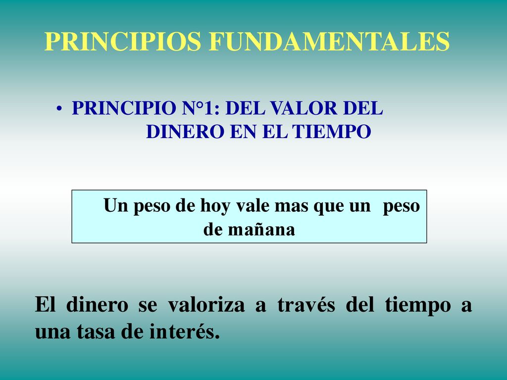 PRINCIPIOS FUNDAMENTALES Un peso de hoy vale mas que un peso de mañana