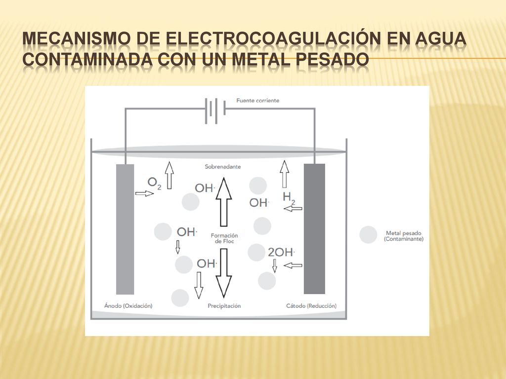 Mecanismo de electrocoagulación en agua contaminada con un metal pesado