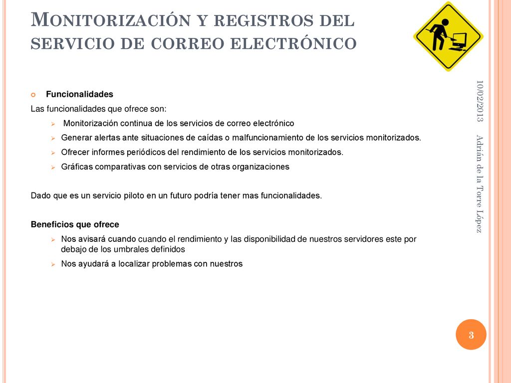 Monitorización y registros del servicio de correo electrónico