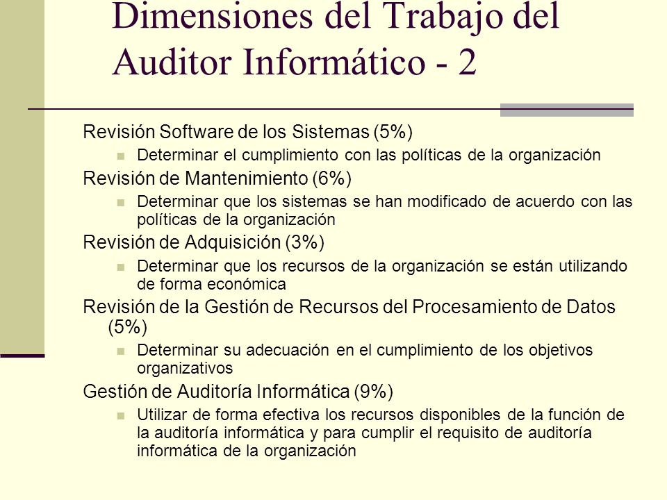 Dimensiones del Trabajo del Auditor Informático - 2