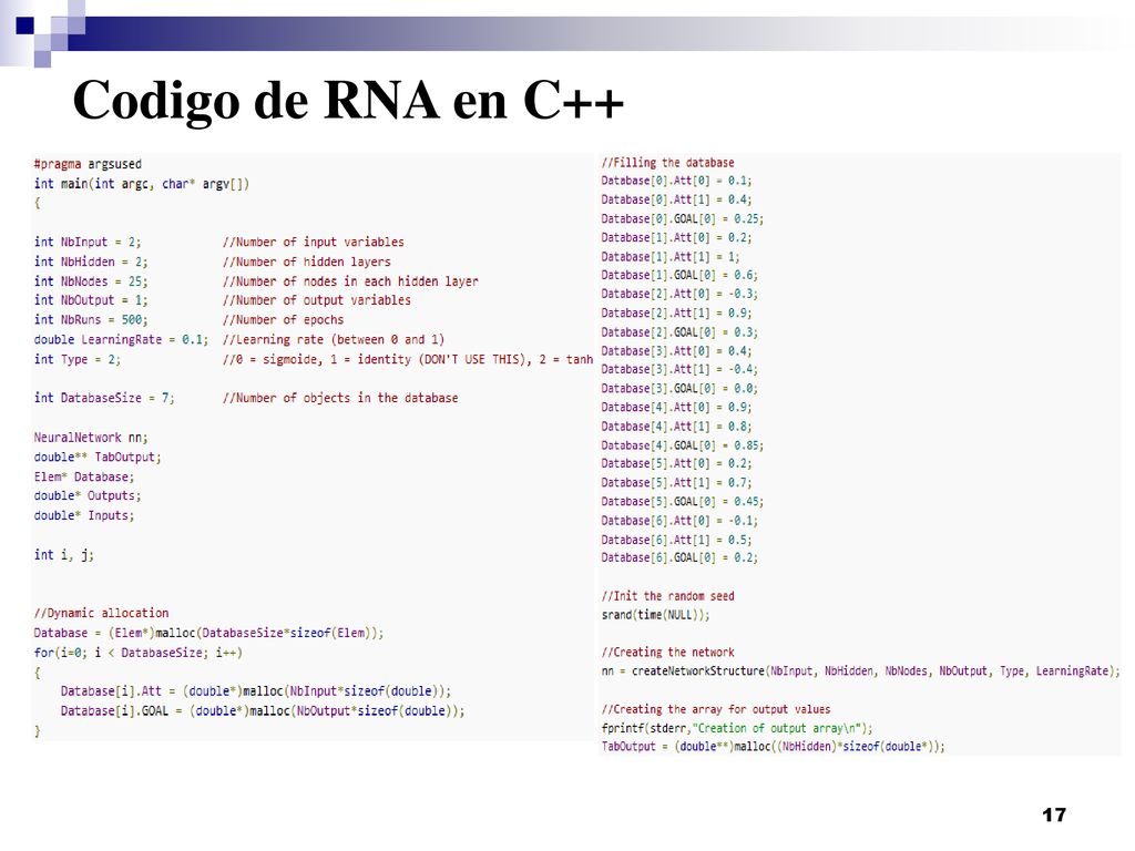 Codigo de RNA en C++ Codigo de RNA en C++