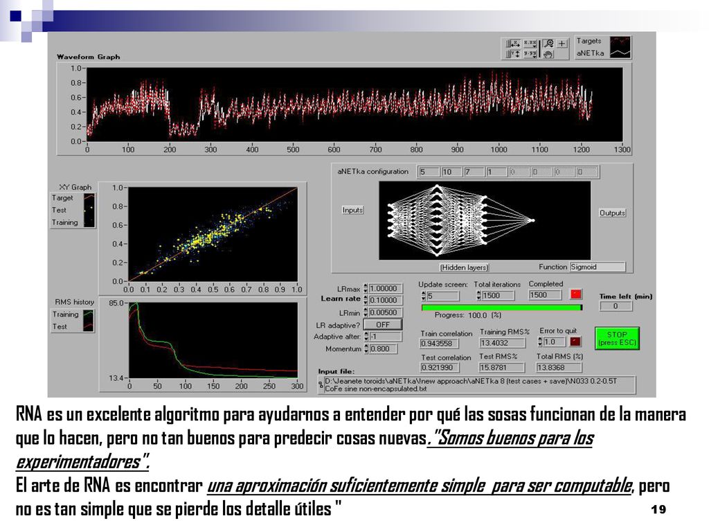 RNA es un excelente algoritmo para ayudarnos a entender por qué las sosas funcionan de la manera que lo hacen, pero no tan buenos para predecir cosas nuevas. Somos buenos para los experimentadores .