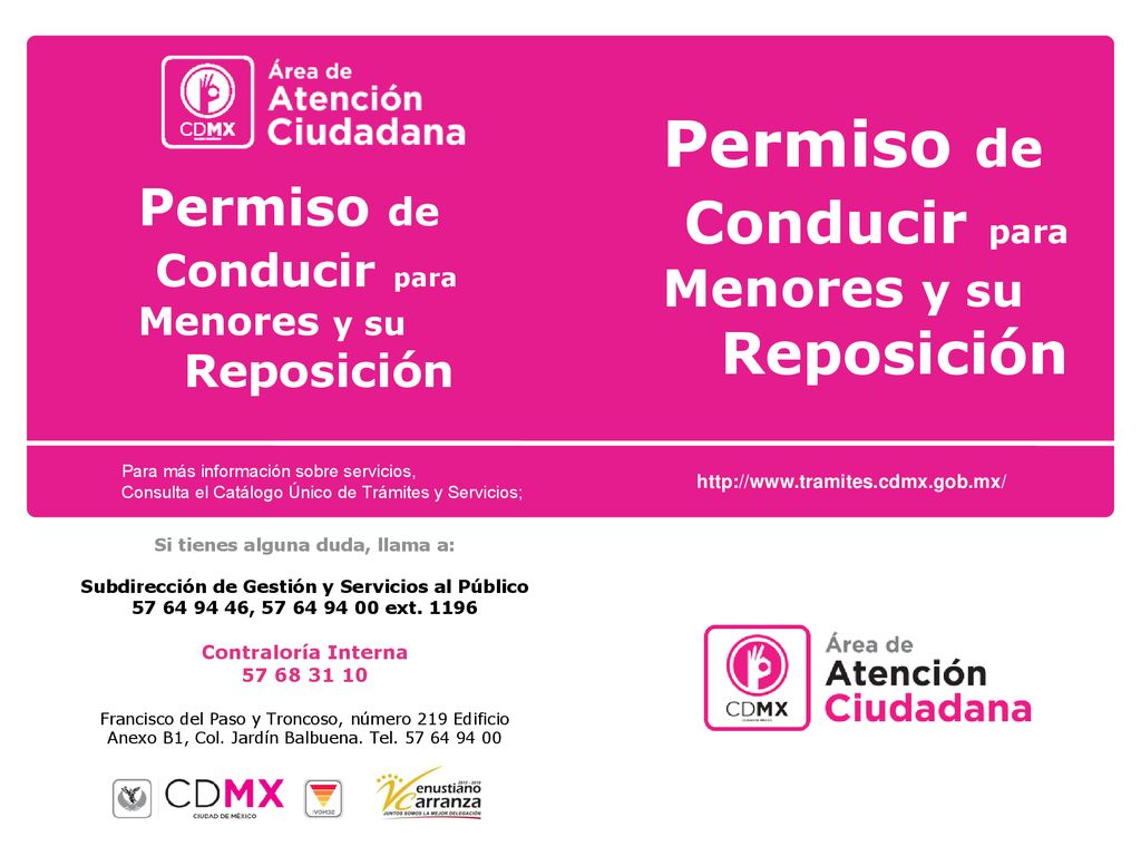 Permiso de Conducir para Reposición Permiso de Menores y su