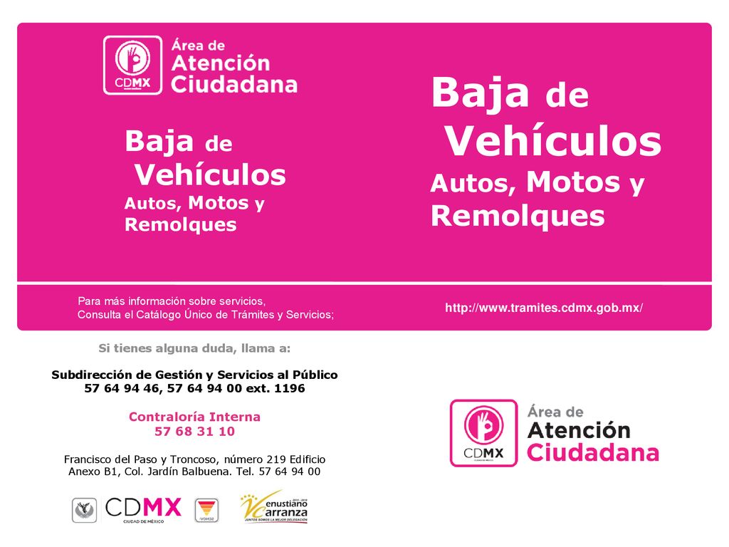 Baja de Vehículos Baja de Remolques Vehículos Autos, Motos y Remolques