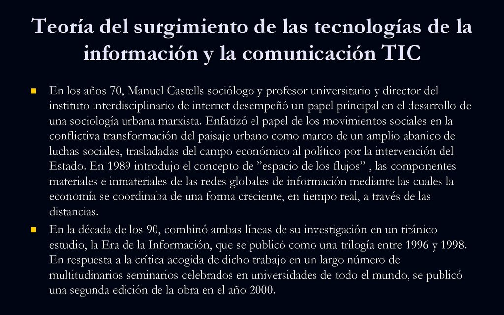 Teoría del surgimiento de las tecnologías de la información y la comunicación TIC
