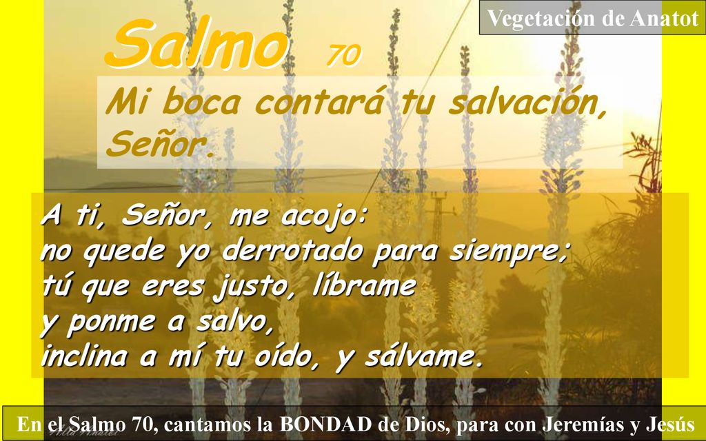 En el Salmo 70, cantamos la BONDAD de Dios, para con Jeremías y Jesús