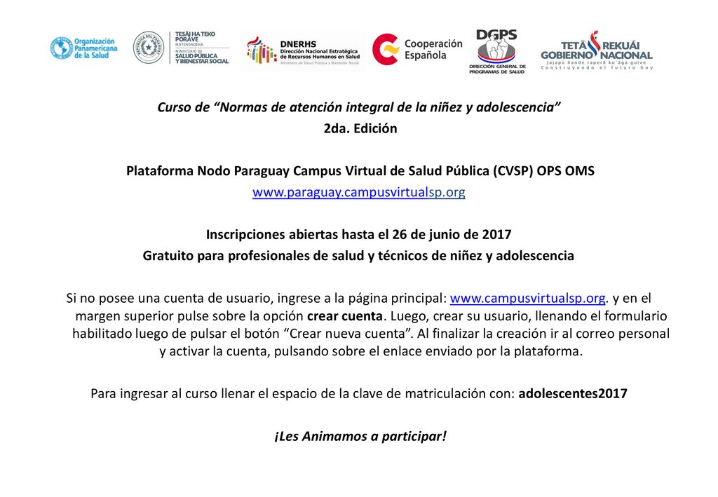 Curso de Normas de atención integral de la niñez y adolescencia 2da