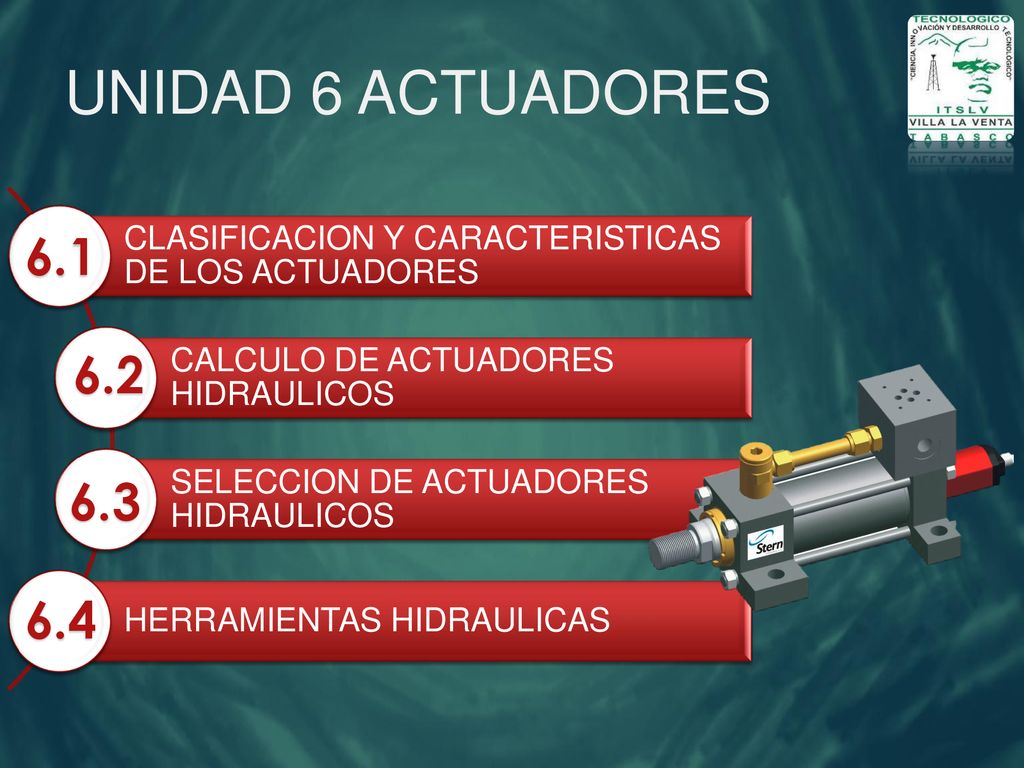 UNIDAD 6 ACTUADORES CLASIFICACION Y CARACTERISTICAS DE LOS ACTUADORES. CALCULO DE ACTUADORES HIDRAULICOS.