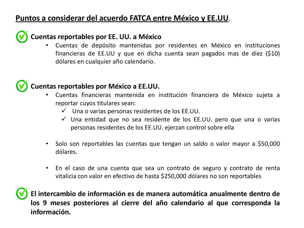 Puntos a considerar del acuerdo FATCA entre México y EE.UU.