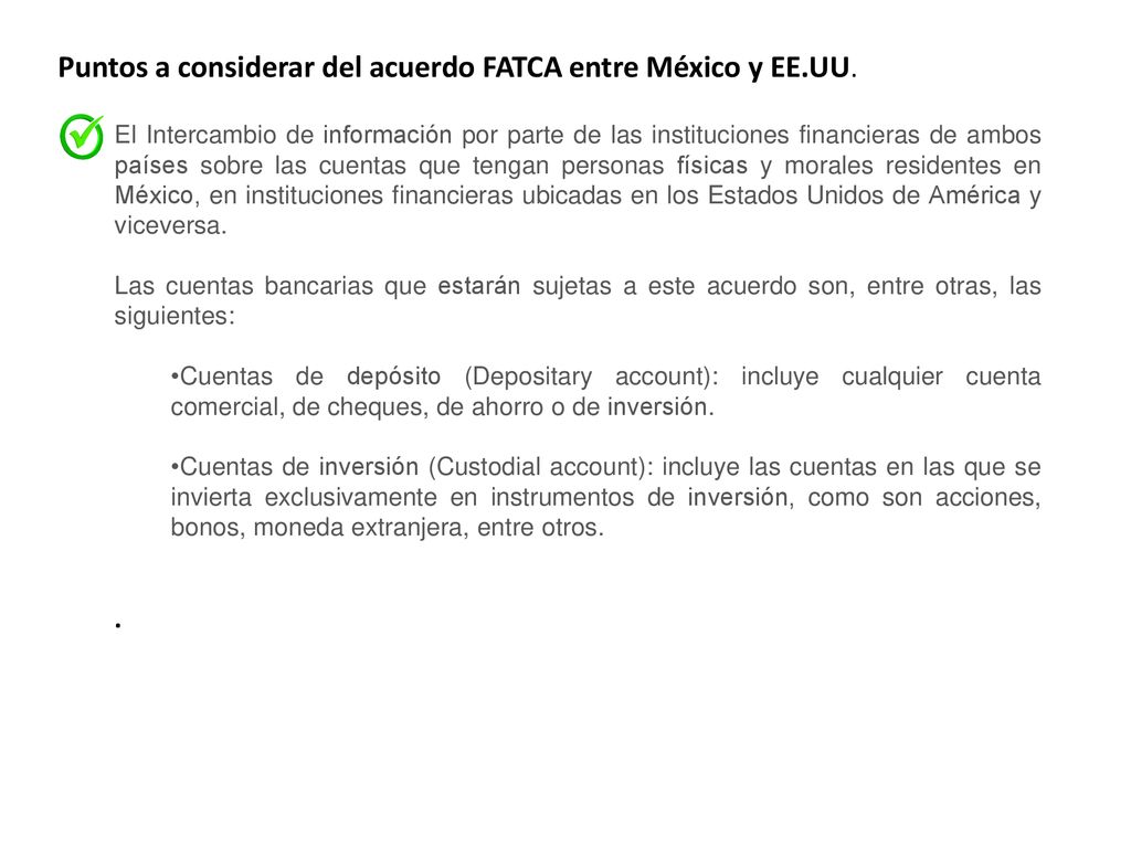 Puntos a considerar del acuerdo FATCA entre México y EE.UU.
