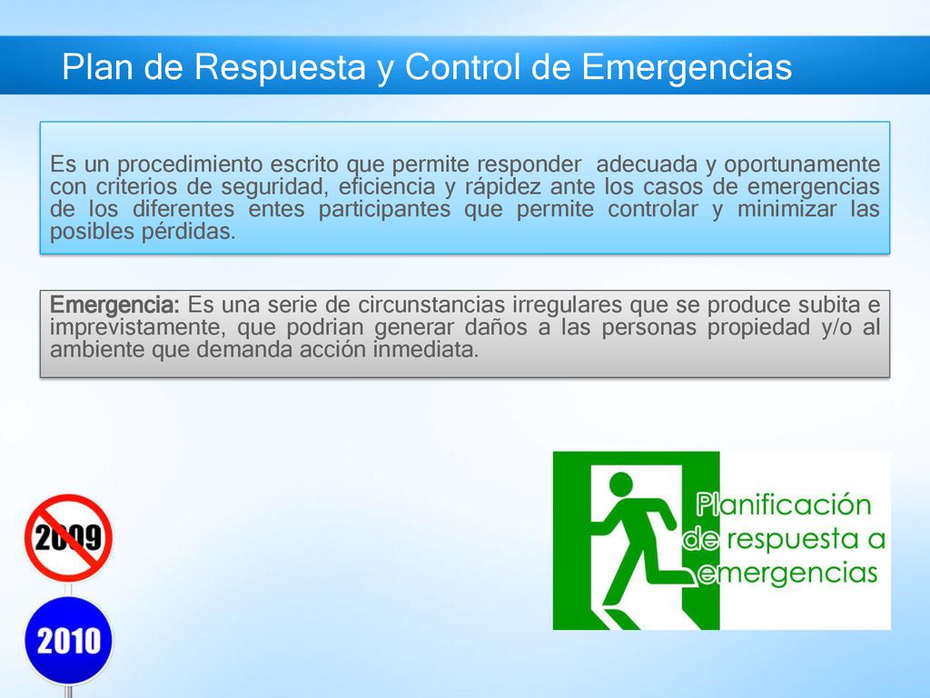 plan de respuesta de emergencia