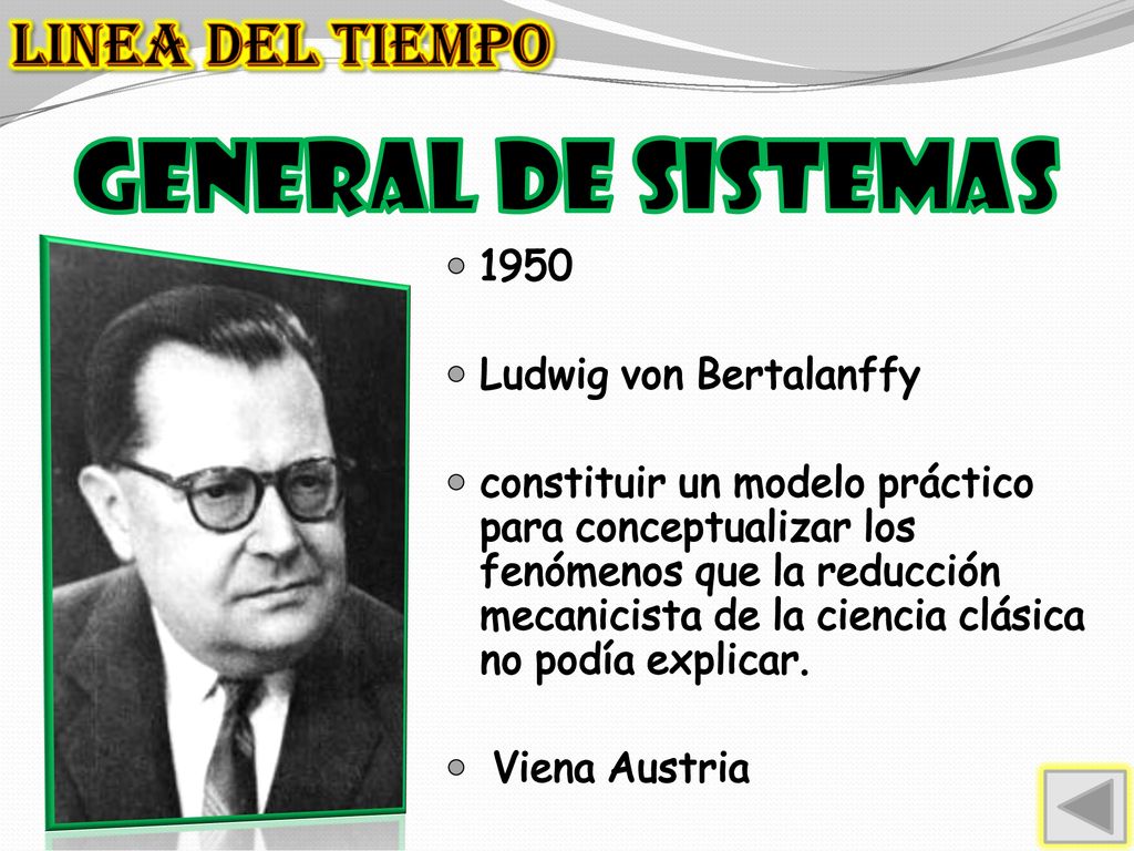 general de sistemas LINEA DEL TIEMPO 1950 Ludwig von Bertalanffy