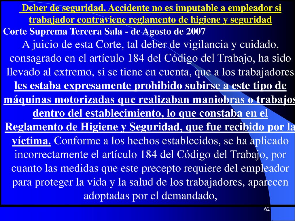 Deber de seguridad. Accidente no es imputable a empleador si trabajador contraviene reglamento de higiene y seguridad
