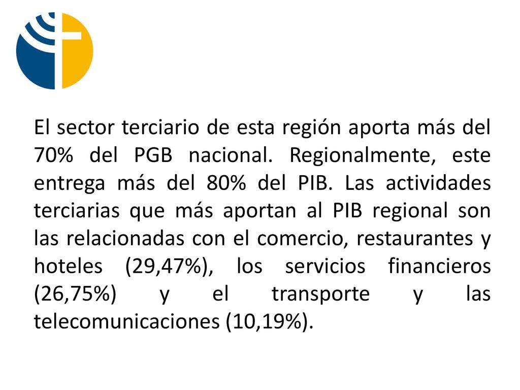 El sector terciario de esta región aporta más del 70% del PGB nacional