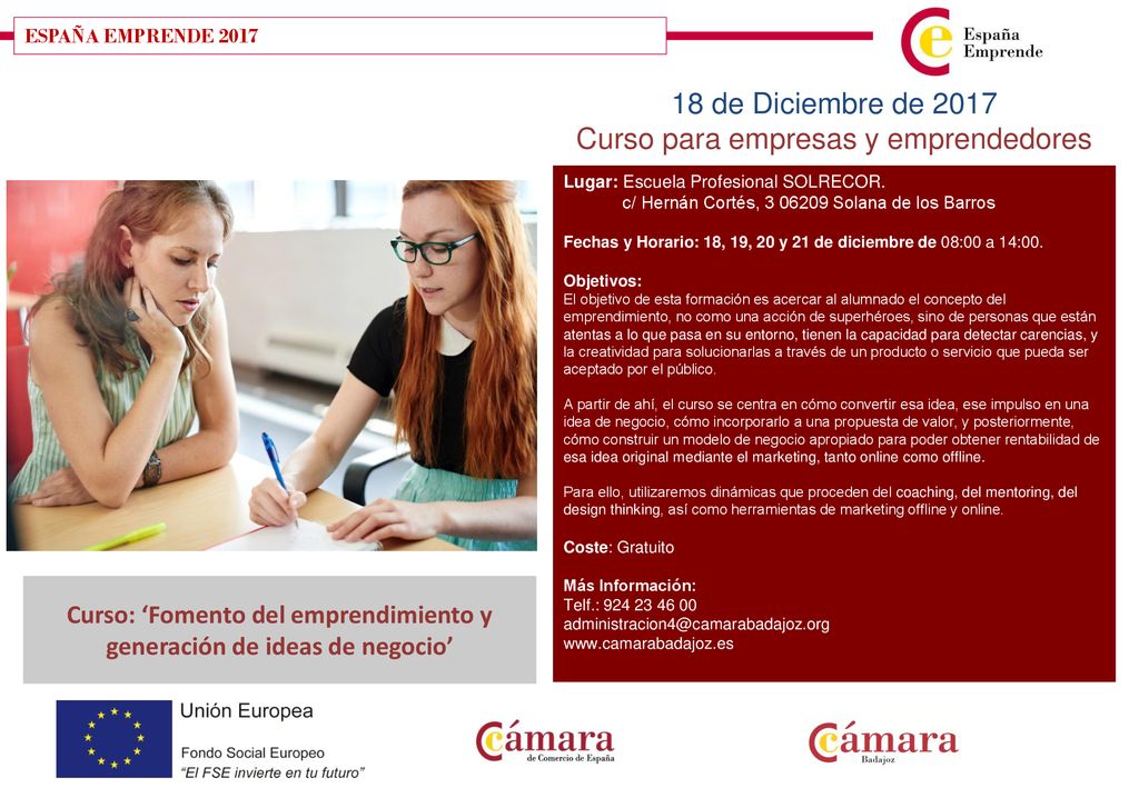 Curso: ‘Fomento del emprendimiento y generación de ideas de negocio’