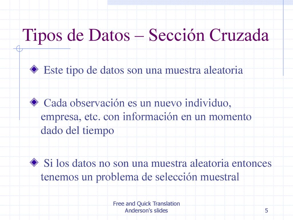 Tipos de Datos – Sección Cruzada