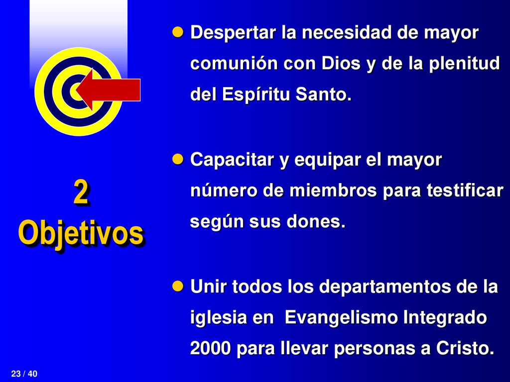 Despertar la necesidad de mayor comunión con Dios y de la plenitud del Espíritu Santo.