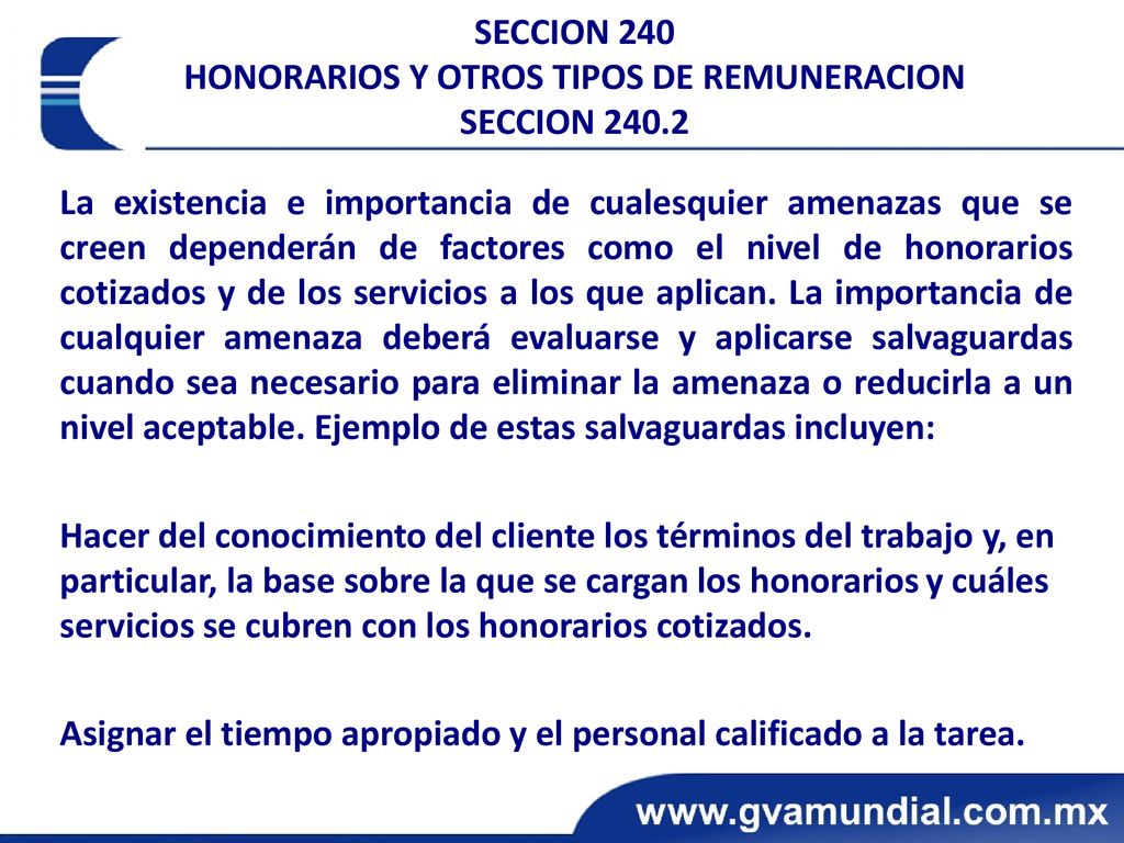 SECCION 240 HONORARIOS Y OTROS TIPOS DE REMUNERACION SECCION 240.2