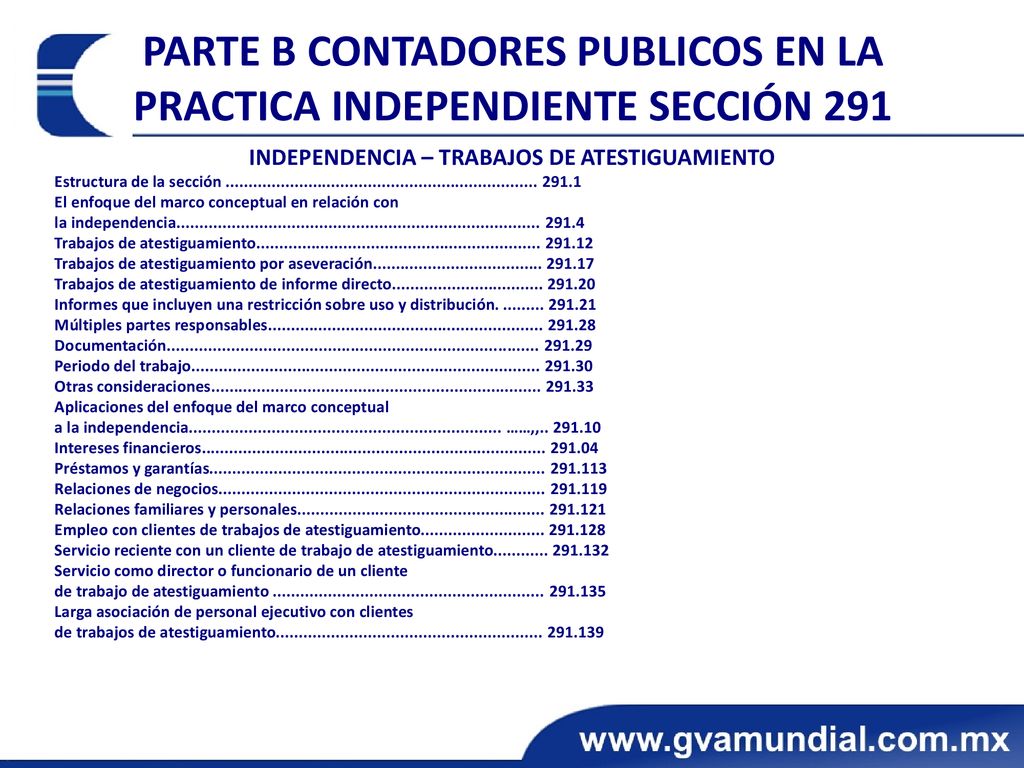 PARTE B CONTADORES PUBLICOS EN LA PRACTICA INDEPENDIENTE SECCIÓN 291