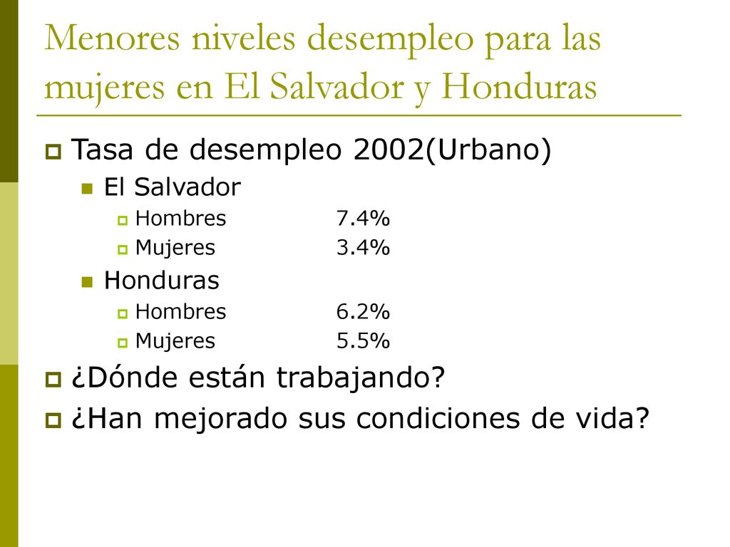 Menores niveles desempleo para las mujeres en El Salvador y Honduras