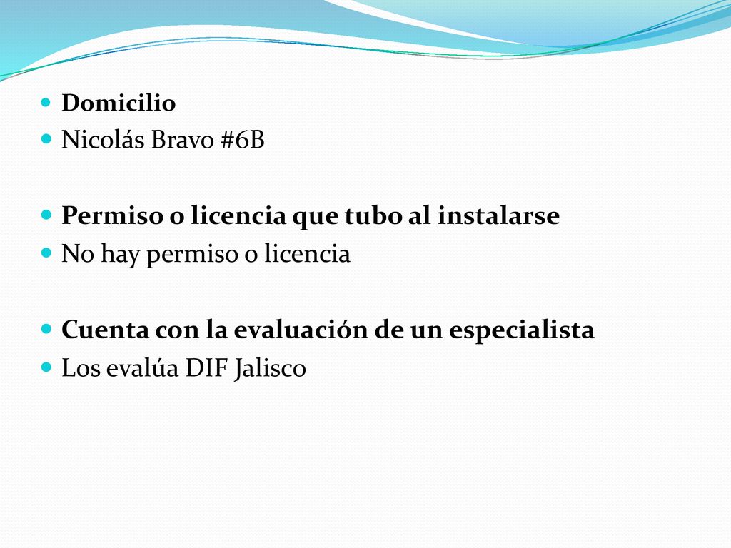 Permiso o licencia que tubo al instalarse No hay permiso o licencia