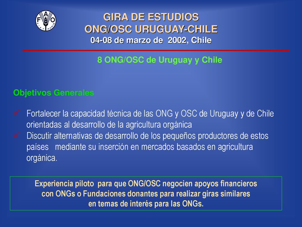 GIRA DE ESTUDIOS ONG/OSC URUGUAY-CHILE de marzo de 2002, Chile
