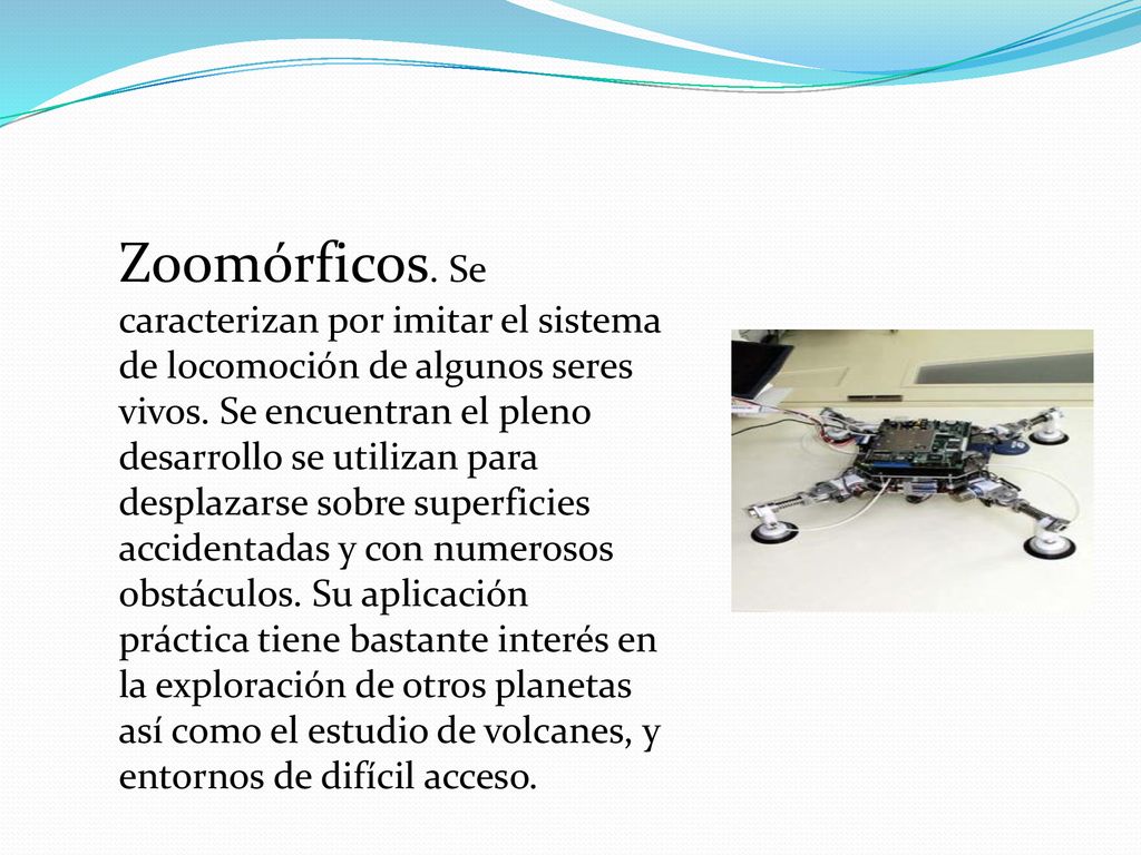 Zoomórficos. Se caracterizan por imitar el sistema de locomoción de algunos seres vivos.