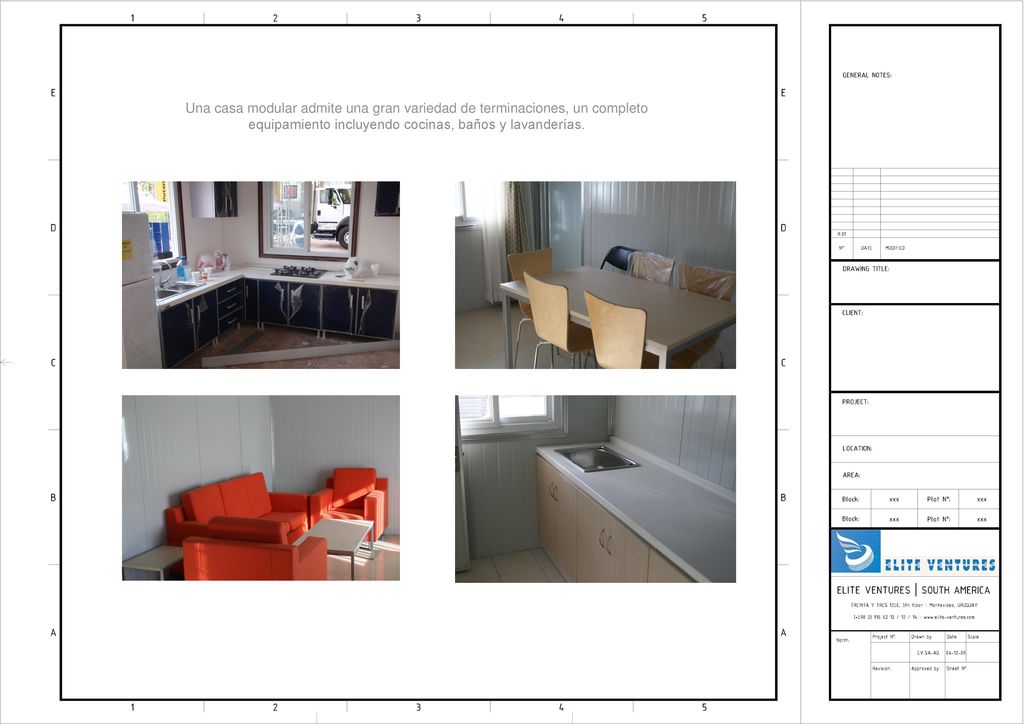 Una casa modular admite una gran variedad de terminaciones, un completo equipamiento incluyendo cocinas, baños y lavanderías.