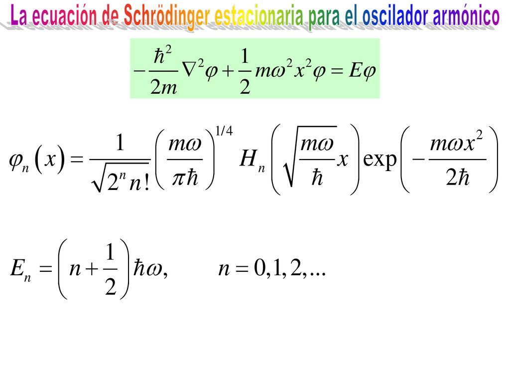 La ecuación de Schrödinger estacionaria para el oscilador armónico