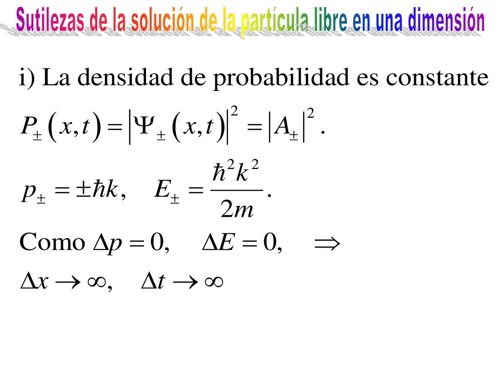 Sutilezas de la solución de la partícula libre en una dimensión