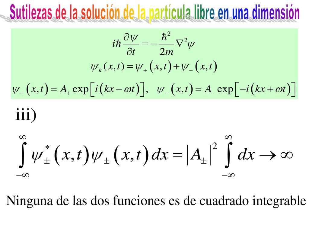 Sutilezas de la solución de la partícula libre en una dimensión