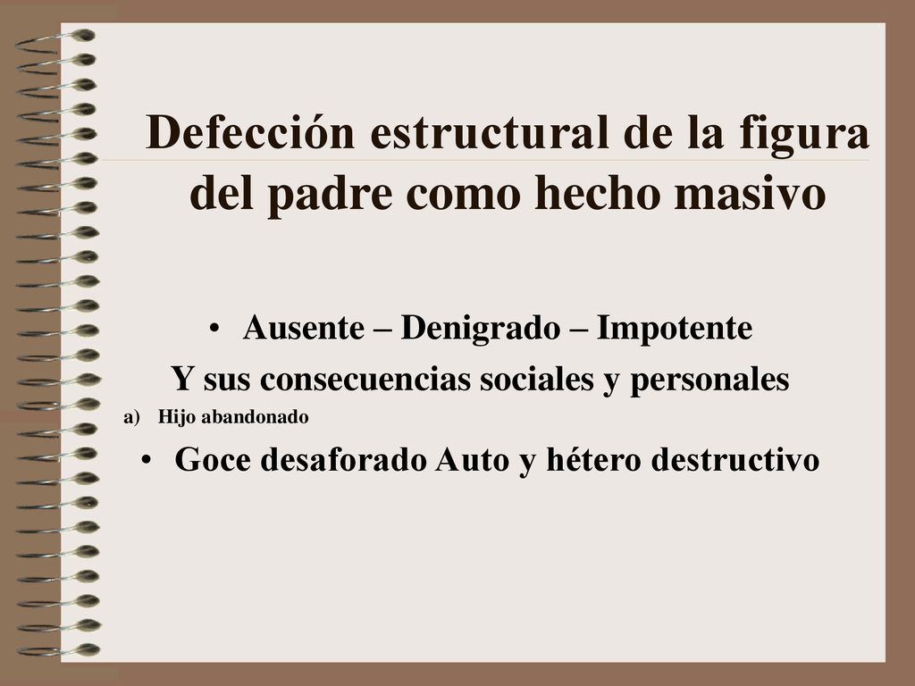 Defección estructural de la figura del padre como hecho masivo