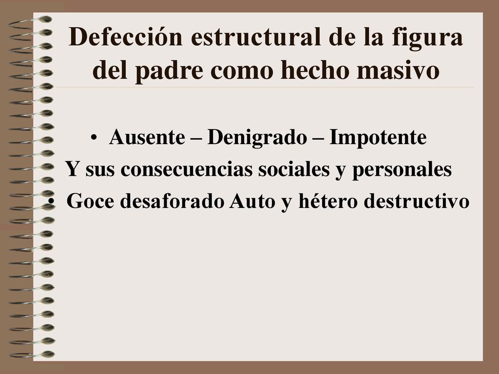 Defección estructural de la figura del padre como hecho masivo