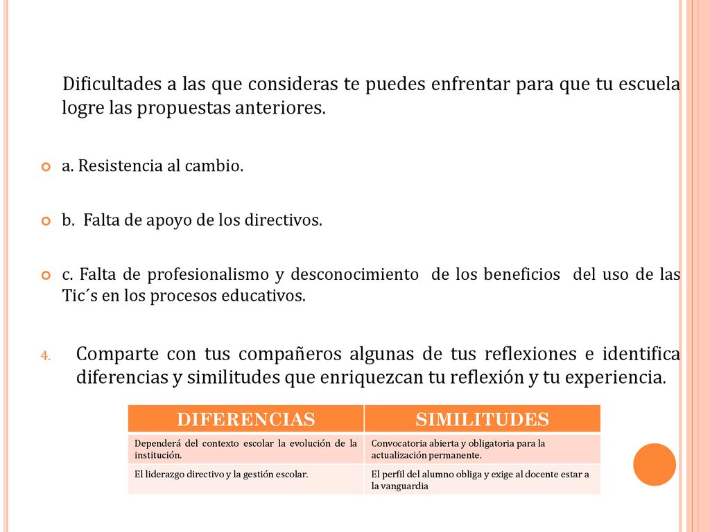 Dificultades a las que consideras te puedes enfrentar para que tu escuela logre las propuestas anteriores.