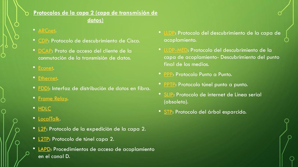 Protocolos de la capa 2 (capa de transmisión de datos)