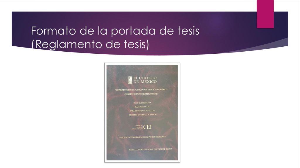 Formato de la portada de tesis (Reglamento de tesis)
