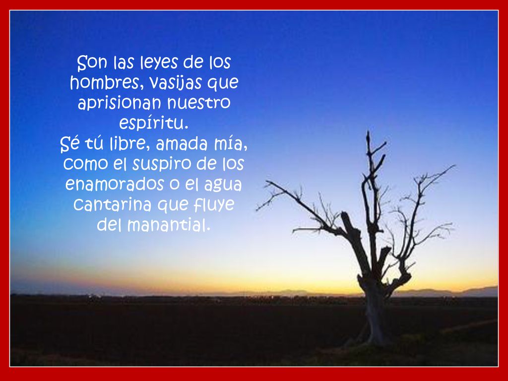 Son las leyes de los hombres, vasijas que aprisionan nuestro espíritu