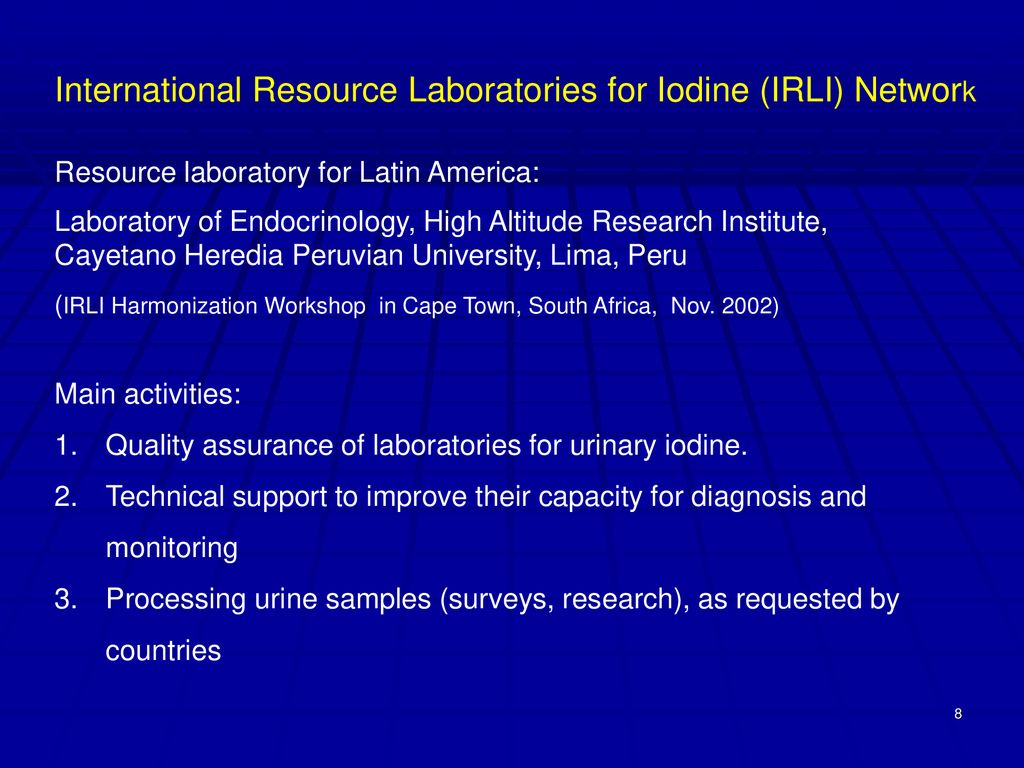 International Resource Laboratories for Iodine (IRLI) Network