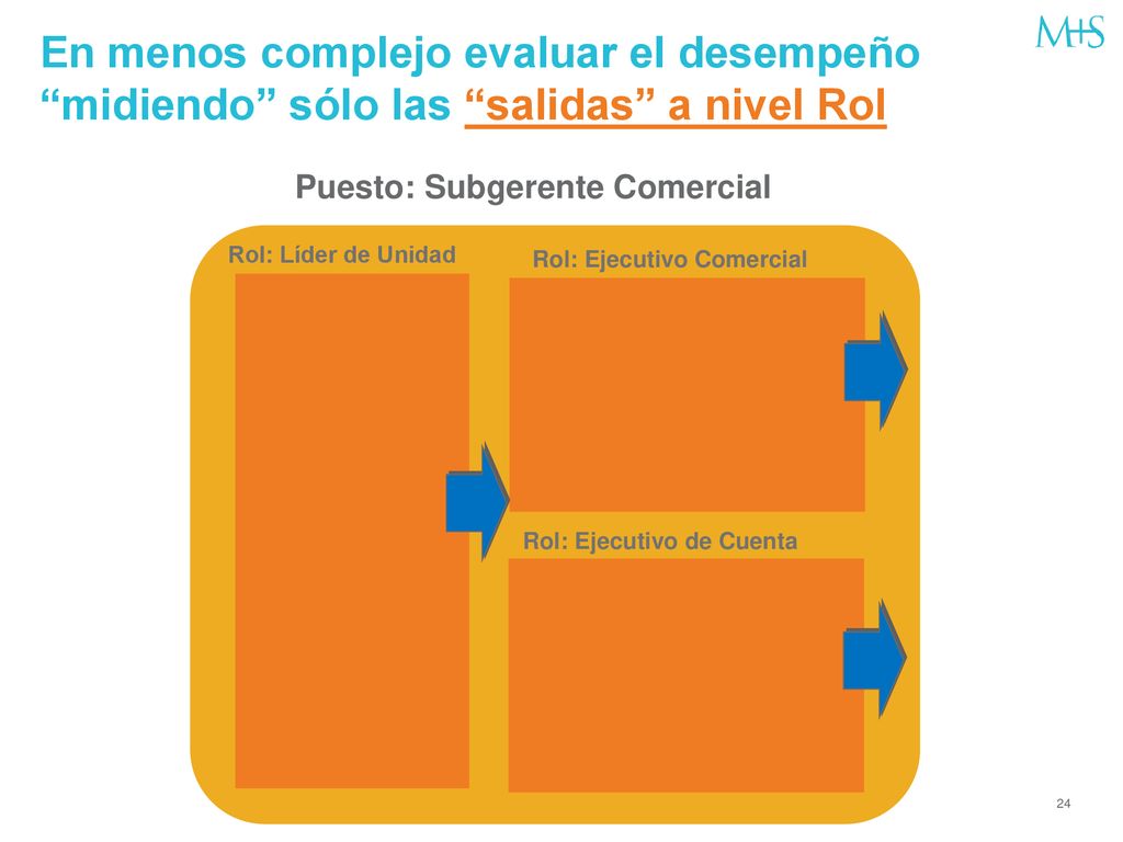 En menos complejo evaluar el desempeño midiendo sólo las salidas a nivel Rol