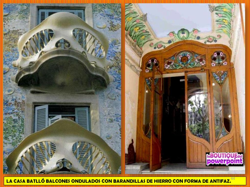 LA CASA BATLLÓ BALCONES ONDULADOS CON BARANDILLAS DE HIERRO CON FORMA DE ANTIFAZ.