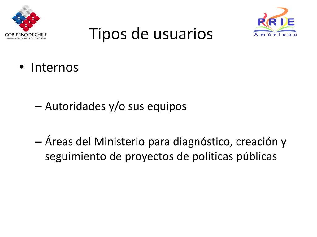 Tipos de usuarios Internos Autoridades y/o sus equipos