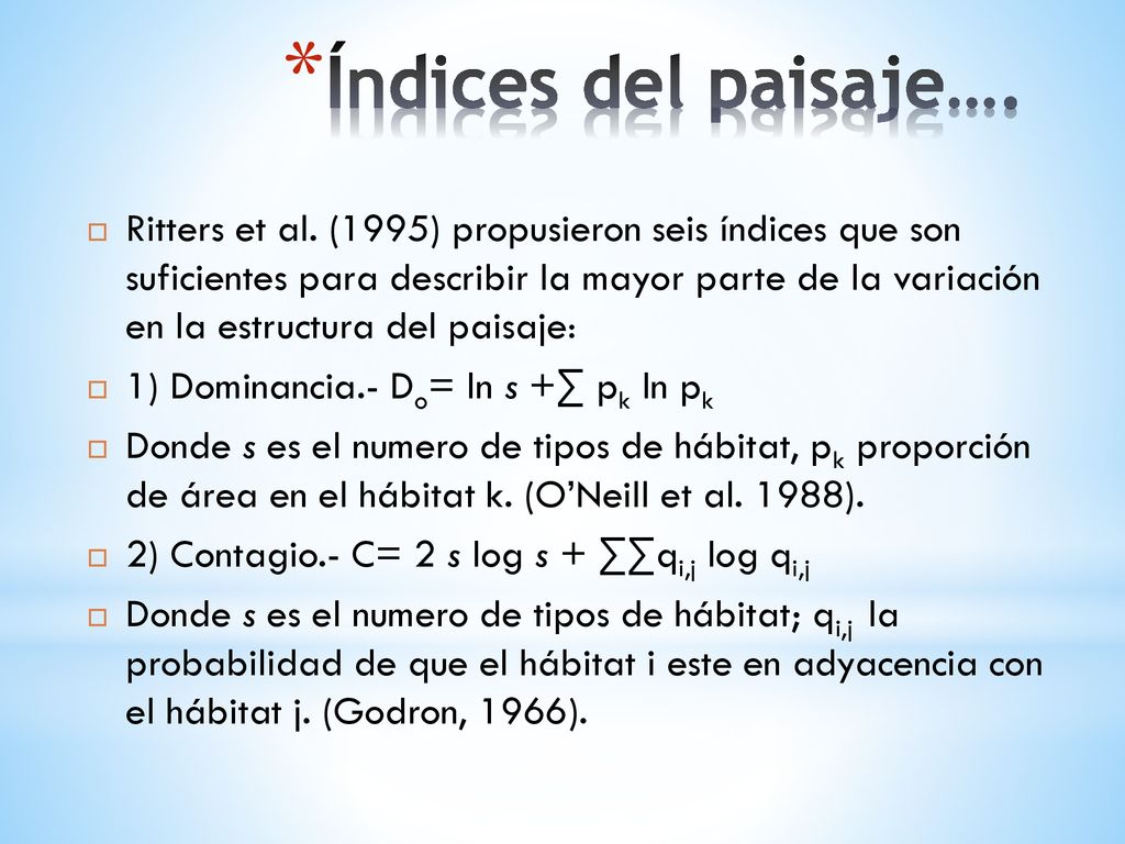 Índices del paisaje….