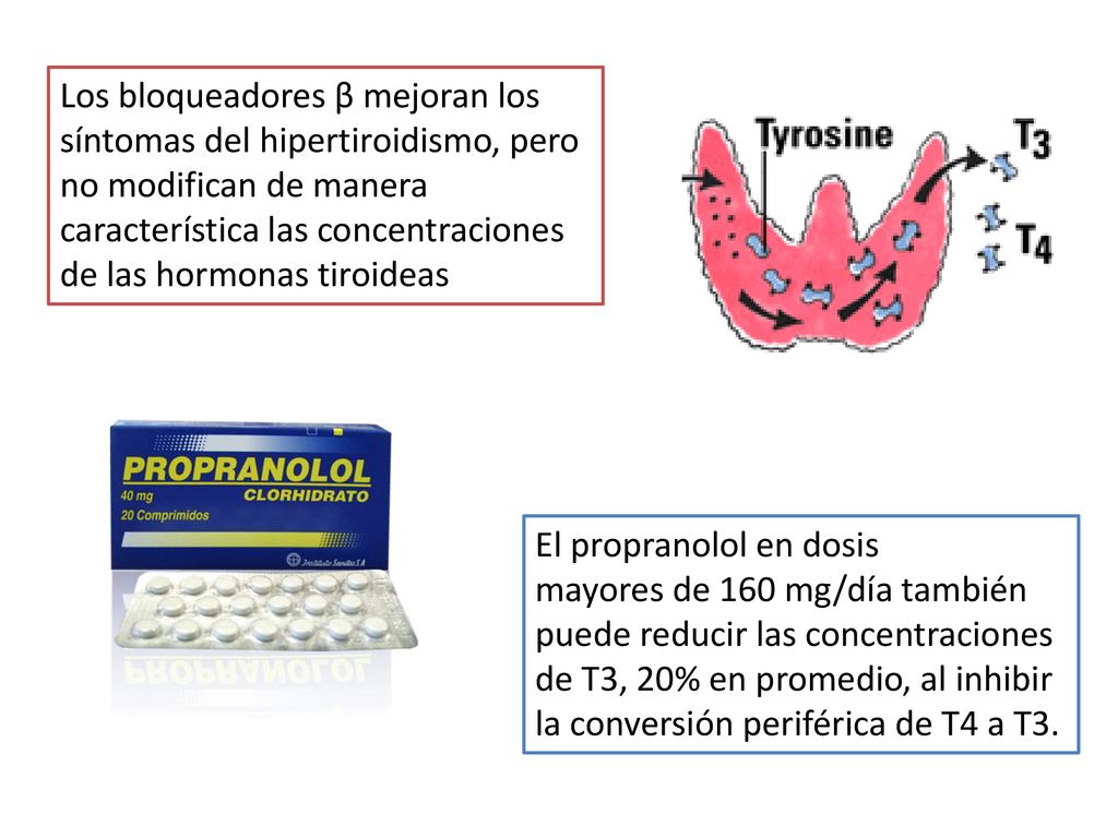 Los bloqueadores β mejoran los síntomas del hipertiroidismo, pero no modifican de manera característica las concentraciones