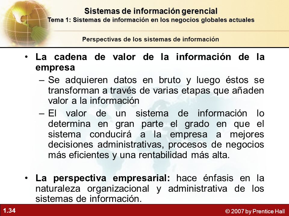 La cadena de valor de la información de la empresa