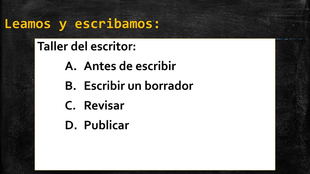 Leamos y escribamos: Taller del escritor: Antes de escribir