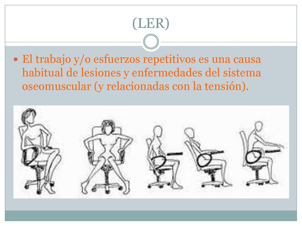 (LER) El trabajo y/o esfuerzos repetitivos es una causa habitual de lesiones y enfermedades del sistema oseomuscular (y relacionadas con la tensión).