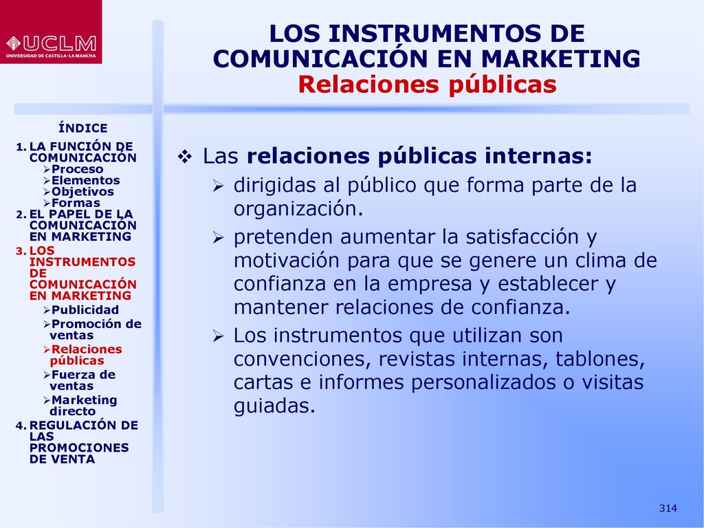 LOS INSTRUMENTOS DE COMUNICACIÓN EN MARKETING Relaciones públicas